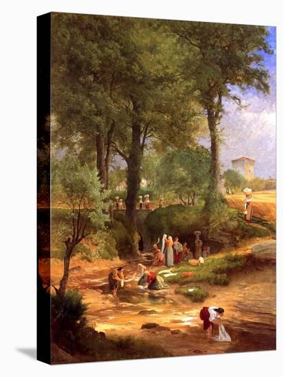 Washing Day Near Perugia, Italy, 1873-George Snr. Inness-Stretched Canvas