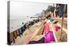 Washing drying on ghats next to the River Ganges, Varanasi, Uttar Pradesh, India, Asia-Matthew Williams-Ellis-Stretched Canvas