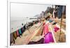 Washing drying on ghats next to the River Ganges, Varanasi, Uttar Pradesh, India, Asia-Matthew Williams-Ellis-Framed Photographic Print