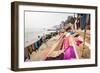 Washing drying on ghats next to the River Ganges, Varanasi, Uttar Pradesh, India, Asia-Matthew Williams-Ellis-Framed Photographic Print