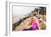 Washing drying on ghats next to the River Ganges, Varanasi, Uttar Pradesh, India, Asia-Matthew Williams-Ellis-Framed Photographic Print