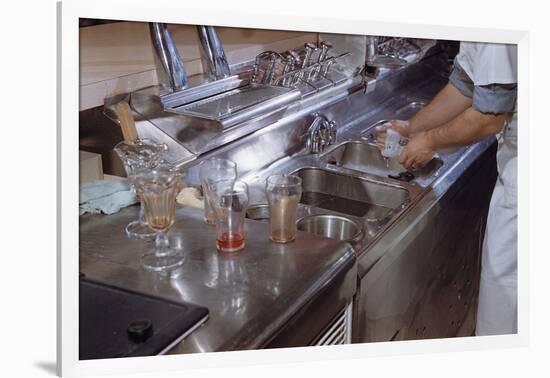 Washing Glasses at Diner-William P. Gottlieb-Framed Photographic Print