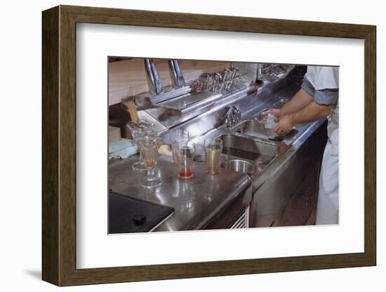 Washing Glasses at Diner-William P. Gottlieb-Framed Photographic Print