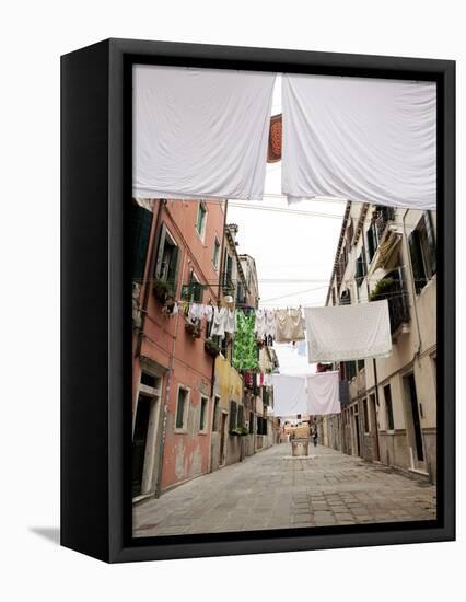 Washing Line Geometry in the Streets of Castello, Venice, Veneto, Italy, Europe-Oliviero Olivieri-Framed Stretched Canvas