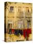 Washing Line of Colourful Laundry in Old Town Buzet, Hilltop Village, Buzet, Istria, Croatia-Ken Gillham-Stretched Canvas