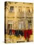 Washing Line of Colourful Laundry in Old Town Buzet, Hilltop Village, Buzet, Istria, Croatia-Ken Gillham-Stretched Canvas