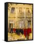 Washing Line of Colourful Laundry in Old Town Buzet, Hilltop Village, Buzet, Istria, Croatia-Ken Gillham-Framed Stretched Canvas