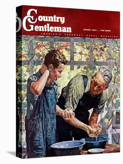 "Washing Up for Supper," Country Gentleman Cover, August 1, 1944-Douglas Crockwell-Stretched Canvas