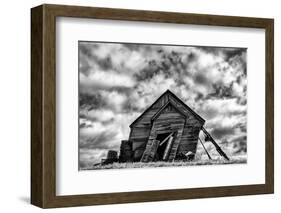 Washington. Abandoned Leaning Schoolhouse in Palouse Farm Country-Dennis Flaherty-Framed Photographic Print