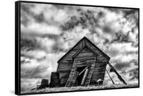 Washington. Abandoned Leaning Schoolhouse in Palouse Farm Country-Dennis Flaherty-Framed Stretched Canvas