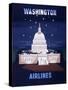 Washington Airlines Vintage Travel Poster-null-Stretched Canvas