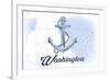 Washington - Anchor - Blue - Coastal Icon-Lantern Press-Framed Art Print