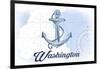 Washington - Anchor - Blue - Coastal Icon-Lantern Press-Framed Art Print