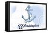 Washington - Anchor - Blue - Coastal Icon-Lantern Press-Framed Stretched Canvas