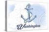 Washington - Anchor - Blue - Coastal Icon-Lantern Press-Stretched Canvas