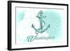 Washington - Anchor - Teal - Coastal Icon-Lantern Press-Framed Art Print