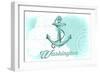 Washington - Anchor - Teal - Coastal Icon-Lantern Press-Framed Art Print