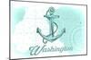 Washington - Anchor - Teal - Coastal Icon-Lantern Press-Mounted Art Print