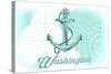 Washington - Anchor - Teal - Coastal Icon-Lantern Press-Stretched Canvas