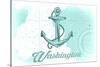 Washington - Anchor - Teal - Coastal Icon-Lantern Press-Stretched Canvas