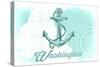 Washington - Anchor - Teal - Coastal Icon-Lantern Press-Stretched Canvas