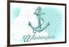 Washington - Anchor - Teal - Coastal Icon-Lantern Press-Framed Art Print