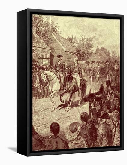 Washington and Clinton ride into New York-Howard Pyle-Framed Stretched Canvas