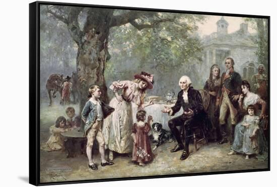 Washington and His Family-Jean Leon Gerome Ferris-Framed Stretched Canvas