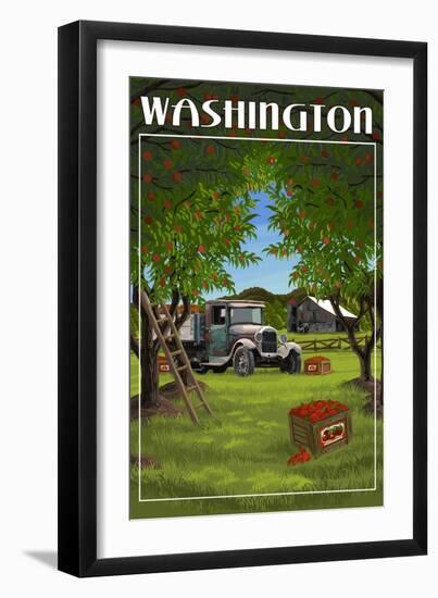 Washington - Apple Harvest-Lantern Press-Framed Art Print