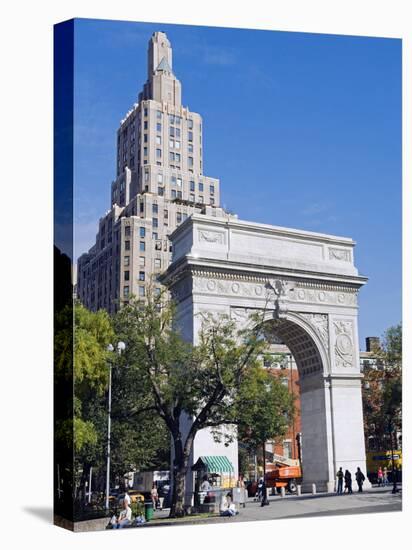 Washington Arch Stands in Washington Place with Backdrop of High Rise Buildings, Greenwich Village-John Warburton-lee-Stretched Canvas