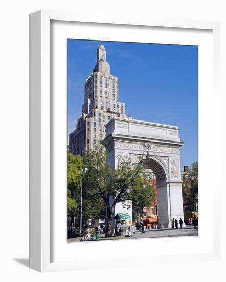 Washington Arch Stands in Washington Place with Backdrop of High Rise Buildings, Greenwich Village-John Warburton-lee-Framed Photographic Print