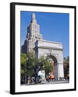 Washington Arch Stands in Washington Place with Backdrop of High Rise Buildings, Greenwich Village-John Warburton-lee-Framed Photographic Print