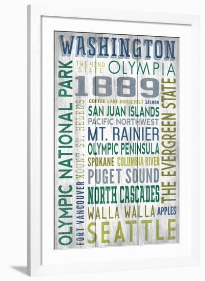 Washington - Barnwood Typography-Lantern Press-Framed Art Print