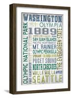 Washington - Barnwood Typography-Lantern Press-Framed Art Print