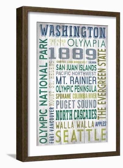 Washington - Barnwood Typography-Lantern Press-Framed Art Print