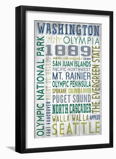 Washington - Barnwood Typography-Lantern Press-Framed Art Print