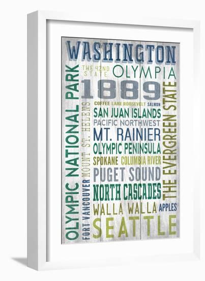 Washington - Barnwood Typography-Lantern Press-Framed Art Print