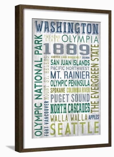 Washington - Barnwood Typography-Lantern Press-Framed Art Print