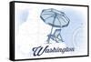 Washington - Beach Chair and Umbrella - Blue - Coastal Icon-Lantern Press-Framed Stretched Canvas