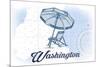 Washington - Beach Chair and Umbrella - Blue - Coastal Icon-Lantern Press-Mounted Art Print