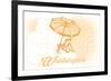 Washington - Beach Chair and Umbrella - Yellow - Coastal Icon-Lantern Press-Framed Art Print