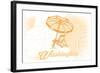 Washington - Beach Chair and Umbrella - Yellow - Coastal Icon-Lantern Press-Framed Art Print