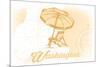 Washington - Beach Chair and Umbrella - Yellow - Coastal Icon-Lantern Press-Mounted Premium Giclee Print