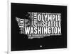 Washington Black and White Map-NaxArt-Framed Art Print