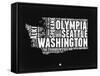 Washington Black and White Map-NaxArt-Framed Stretched Canvas