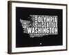 Washington Black and White Map-NaxArt-Framed Art Print