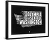 Washington Black and White Map-NaxArt-Framed Art Print