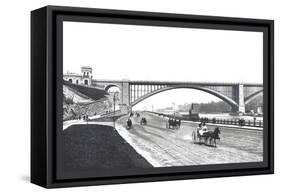 Washington Bridge and Speedway, New York City-William Henry Jackson-Framed Stretched Canvas