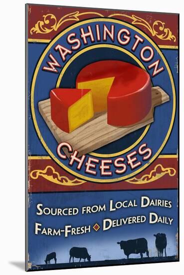 Washington - Cheese Vintage Sign-Lantern Press-Mounted Art Print