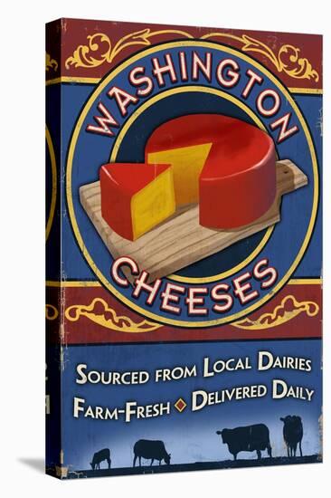 Washington - Cheese Vintage Sign-Lantern Press-Stretched Canvas